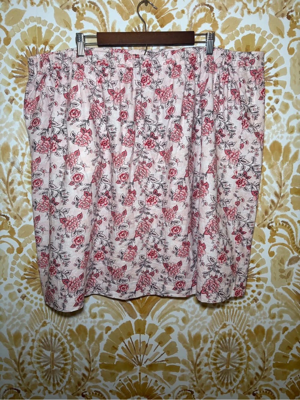Floral Pull-On Skirt Pink Cottagecore A-Line Elastic Waist Feminine Summer Skirt - Picture 4 of 6